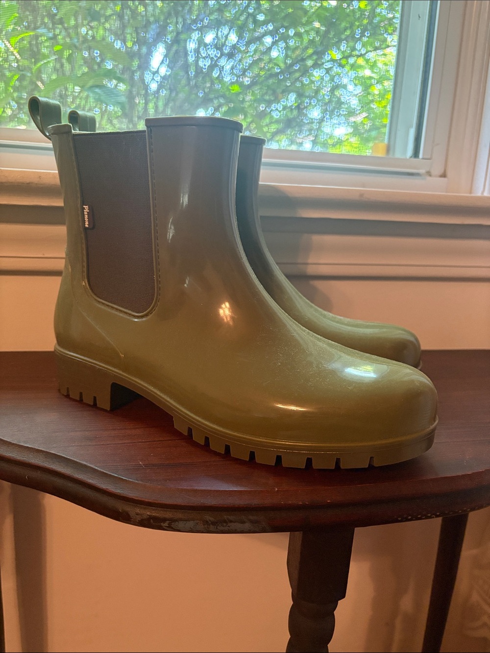 Women's Olive Green Waterproof Chelsea Rain Boots
